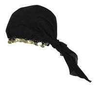 ULTECHNOVO Bandeau Orné de Pièces pour Danseuse du Ventre Femme, Léger et Confortable en Tissu Noir avec Accessoires en Métal pour Performances de Danse Gypsy