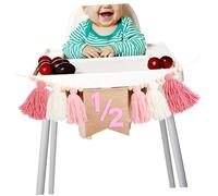 ULTECHNOVO Bannière Anniversaire Pour Chaise Haute Drapeau Décoratif à Ficelle Bannière De Mois Pour Fille Fournitures De Décoration De Fête