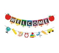 ULTECHNOVO Bannière de Bienvenue à L'école 2 Pièces pour Décoration de Rentrée Scolaire, Drapeaux Suspendus Colorés, Motifs Lettres, Décoration Festive pour Salle de t Fête Scolaire