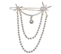 ULTECHNOVO Barrette Cheveux Étoile Strass Brillante Pince Décorative avec Perles et Chaînes Accessoire Chic pour Femmes et Filles pour Mariage Fête et Banquet