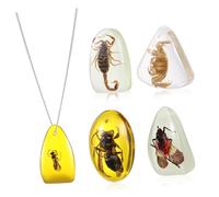 ULTECHNOVO Bijoux en Ambre Lot de 5 Pendentifs en Pierre D'ambre Insectes Colorés pour Bracelets, Colliers et Créations Artisanales Style Aléatoire
