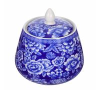 ULTECHNOVO Bocal de Conservation Hermétique en Porcelaine Blanche et Bleue 870 ML, Pot de Rangement la Cuisine Multifonction Motif Floral Rétro, Fournitures Maison et Décoration Intérieure