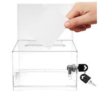 ULTECHNOVO Boîte à Dons Transparente Acrylique avec Serrure Urne Vote Sécurisée pour Collecte Fonds Boîte Suggestions et Tickets Tombola Polyvalente