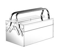 ULTECHNOVO Boîte à Outils Pliable en Acier Inoxydable Argenté, Double Couche Rangement Fin Multi-Usage, Valise Pratique pour Outils et Bricolage