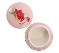 ULTECHNOVO Boîte à Thé Céramique Mini Rose avec Motif Pivoine Doré Récipient Cosmétique Polyvalent pour Crème Visage Poudre et Rangement Sécurisé Fuite
