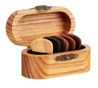ULTECHNOVO Boîte de Rangement Bois pour Médiateurs Guitare Contient Plectra Bois Design Guitare Organiseur Pratique et Compact pour Amateur de Musique Couleur