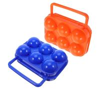 ULTECHNOVO Boîtes à Œufs en Plastique 2 Pièces 6 Compartiments Poignée d Bleue et Orange pour Camping et Réfrigérateur Distributeur d'Œufs Extérieur Résistant aux Chocs