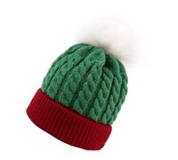 ULTECHNOVO Bonnet Tricoté d'Hiver en Laine pour Garçon et Filles Bonnet Chaud Vert et Rouge Bébé Chapeau Hiver Doux et Confortable Accessoire Chaud pour Extérieur et Intérieur