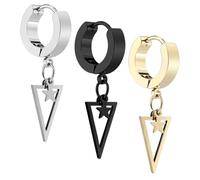 ULTECHNOVO Boucles D'oreilles Triangulaires Chics en Acier Inoxydable Pendentif Étoile, Style Hip-hop, Pack de 3 Pièces pour Soirée ou Usage Quotidien