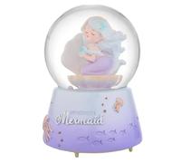 ULTECHNOVO Boule à Neige Sirène Cristal Décorative Violette, Décoration de Bureau et Table, Ornement Coquillage Perle pour Chambre Fille, Présent Noël Anniversaire, Décoration Maison