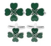 ULTECHNOVO Boutons de Manchette Homme Trèfle Vert en Alliage, 2 Paires, Haute Durabilité et Confort, Style Classique pour Chemise Affaires et Rendez-Vous Romantiques