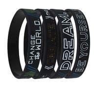 ULTECHNOVO Bracelet de Motivation en Silicone Élastique Lot de 4 pour Ados | Noir, Mots Motivants en Anglais, Style Souple Confortable, pour Carnaval et Fitness