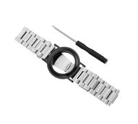 ULTECHNOVO Bracelet en Acier Inoxydable 3 Maillons pour Localisateur, Double Bouton-poussoir, Argenté, Bracelet Compatible, Accessoire Sécurisé pour Montre Connectée, Usage Quotidien