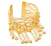 ULTECHNOVO Bracelet Ouvert en Métal Or avec Clochettes pour Danseuse du Ventre, Réglable et Confortable, Bijou Élégant pour Performance de Danse Scène