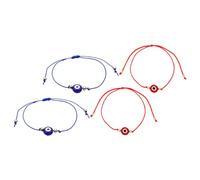 ULTECHNOVO Bracelets Tissés Bleu 4 Pièces Perles Œil Maléfique en Alliage et Verre, Accessoire Décoratif et Protection Maison Poignet Couleur Aléatoire