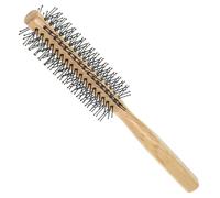 ULTECHNOVO Brosse à Cheveux Rotative Ronde Compacte en Bois de Schima Poils en Nylon pour Coiffage des Cheveux Bouclés à Domicile, Résistante et Facile à Utiliser