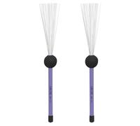 ULTECHNOVO Brosses Métalliques Rétractables pour Tambour en Acier Inoxydable, 1 Paire Poignée Ergonomique Violette, Balai de Batterie Jazz Professionnel pour Nettoyage et Percussion