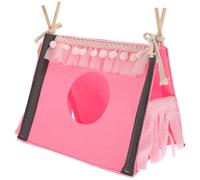 ULTECHNOVO Cachette pour Petits Animaux de Compagnie en Feutre et Bois, Maison Rose Compacte Lapin, Hamster, Rat, pour Intérieur et Gain de Place
