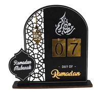 ULTECHNOVO Calendrier de L'aïd 2026 en Acrylique Noir, Décor de Table Ramadan, Calendrier de Compte à Rebours Ramadan et Aïd Mubarak, Ornement de Bureau Autonome pour Décoration Maison