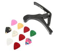 ULTECHNOVO Capodastre Plastique Multifonction pour Guitare 6 Cordes - Kit 11 Pièces Pince Légère et 10 Médiators Colorés - Accessoire Accordeur Guitare Acoustique et Couleur Aléatoire