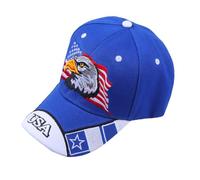 ULTECHNOVO Casquette de Baseball Couleur Bleu Brodée d'un Aigle Drapeau Américain, Polyester Confortable, Style Simple, Randonnée Plein Air