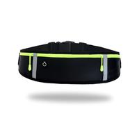 ULTECHNOVO Ceinture de Course Ultra-mince Noire avec Poche Étanche et Bandes Réfléchissantes Ajustable et Élastique pour Téléphone et Accessoires de Sport Unisexe pour Fitness et Randonnée