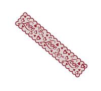 ULTECHNOVO Chemin de Table en Polyester Rouge à Motif Cœur 36x183 Cm Décoration Festive Saint-valentin Nappe à Thème Amour pour Table à Manger et Buffet