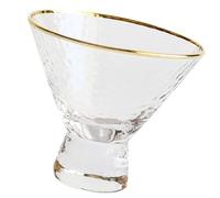 ULTECHNOVO Coupe en Verre Cristal Dorée Haute, Texture Martelée, Gobelet Multifonction pour Dessert, Glace, Jus et Smoothie, Tasse Élégante pour Petit-déjeuner et Cocktails, 1 Pièce,