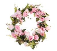 ULTECHNOVO Couronne Artificielle de Fleurs Guirlande Lumineuse Couronne Suspendue Eucalyptus Décorative pour Porte Mur Jardin Décoration Intérieure Romantique