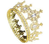 ULTECHNOVO Couronne de Mariée Blanc Ronde en Alliage Incrustée de Pierres | Coiffe Nuptiale Baroque, Ornement Intégré, pour Femmes Lors D’une Fête Spéciale