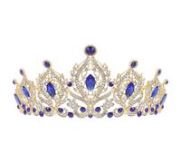 ULTECHNOVO Couronne de Mariée en Alliage Cristaux Blancs et Bleus Serrage-Tête Léger pour Mariage et Anniversaire Accessoire Coiffure Élégant pour Femme Couronne Fête et
