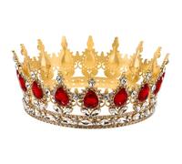 ULTECHNOVO Couronne de Mariée Strass Rouge et Doré Diadème Classique pour Femmes Headband Élégant pour Mariage Anniversaire et Fêtes
