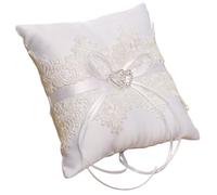 ULTECHNOVO Coussin d'Alliances Décoratif en Dentelle pour Mariage et Cérémonies, Coussin Porte-Anneaux Rubans pour Fête et Demoiselles d'honneur