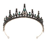 ULTECHNOVO Diadème Baroque en Strass Vert pour Mariée Couronne de Princesse Vintage Légère et Confortable Accessoire Coiffure Mariage Élégant Adapté à Tous Types de Cheveux Tiare Rétro