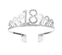 ULTECHNOVO Diadème d'Anniversaire Couronne en Peigne Ondulé Antirouille Hypoallergénique, Taille Unique pour Adolescentes, Fête d'Anniversaire 18 Ans