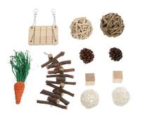 ULTECHNOVO Ensemble de 11 Jouets pour Hamsters et Petits Animaux, en Rotin Colorées et Balançoire en Bois, Jouets Interactifs pour Jeu et Amusement