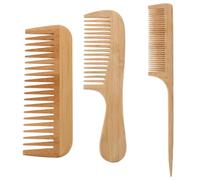 ULTECHNOVO Ensemble de 3 Peignes en Bambou Ciré à Dents Larges Antistatiques Peignes Naturels pour Démêler Cheveux Bouclés Épais et Fins Soin Doux du Cuir Chevelu Format Compact Voyage