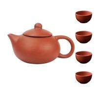 ULTECHNOVO Ensemble Service à Thé Kung Fu en Argile Violette Pure, Théière Artisanale 4 Tasses 1 Pot, Filtration Intégrée, Théière Traditionnelle en Céramique Rouge pour Infusion Pu-erh