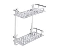 ULTECHNOVO Étagère Murale Étanche et Résistante au Vieillissement en Aluminium Spatial Argenté Double Couche sans Perçage Crochets, Étagère de Rangement pour Salle de Bain