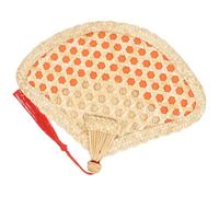 ULTECHNOVO Éventail D'été Tissé la Main en Paille de Blé, Éventail Portable Rouge Bord Coloré, Ventilateur Traditionnel Chinois pour Bébé et Extérieur, Accessoire Décoratif