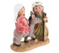 ULTECHNOVO Figurine Catholique en Résine Style Renaissance Représentant la Sainte Famille en Fuite en Égypte, Ornement de Table Religieux Délicat pour Décoration de Noël