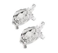 ULTECHNOVO Figurine De Tortue en Verre 2 Pièces Petit Format Cristal Décoration Transparente Artisanale Amulette Feng Shui pour Salon Bureau