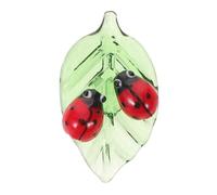 ULTECHNOVO Figurines en Cristal de Feuille Deux Coccinelles Miniatures en Verre Soufflé, Décorations D'intérieur Délicates 31 X 51 X 14 Mm, 12 G, pour Collection et Décoration de Maison