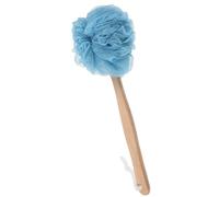 ULTECHNOVO Fleur de Bain Bleue en Nylon Long Manche en Bois Éponge de Bain Exfoliante Confortable Accessoire pour Stimuler la Circulation Sanguine