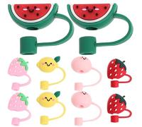ULTECHNOVO Fraise Rouge, Pastèque, Fraise Rose, Citron, Pêche), Bouchons Anti-poussière Décoratifs pour Pailles, Protège-pailles pour Maison, Fêtes et Pique-niques