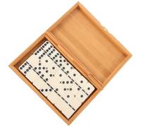 ULTECHNOVO Jeux de Dominos Rétro en Bambou et Plastique Boîte de Rangement Beige, pour S'amuser à L'intérieur et Stimuler L'imagination