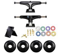 ULTECHNOVO Kit Accessoires Skateboard 5 Pouces Noir - Supports en Alliage Robuste, Roues 52x32 Mm, Roulements Abec-11 Haute Performance, Complet Entretoises et Vis pour Équipement Skateboard