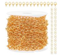 ULTECHNOVO Kit Chaîne DIY pour Fabrication Bijoux, Chaîne Croisée Épaisse Couleur Or, Métal Robuste Fermoir Mousqueton et Anneau de Jonction, Bracelets et Colliers Artisanaux