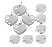 ULTECHNOVO Lot de 10 Médailles Vierges pour Chien en Acier Inoxydable Légères et Faciles à Porter avec Motif Patte Creuse de Cœur pour Accessoires de Paquet et Présent pour Animaux