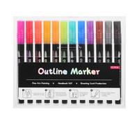ULTECHNOVO Lot de 12 Marqueurs à Paillettes Argentés Pointe Fine en Plastique, Stylos Polyvalents pour Lettrage la Main, Journaling et Doodling Créatif